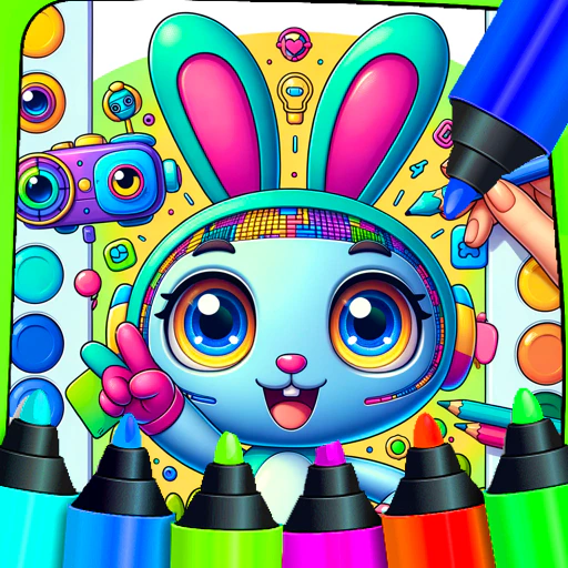 Rabbit AI Coloring Pages fun