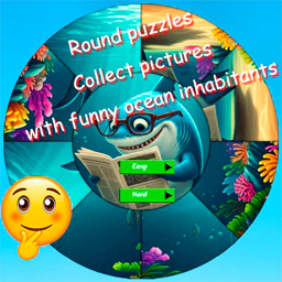 Round Jigsaw Puzzle Collect Pictures of Funny Ocean Inhabitants