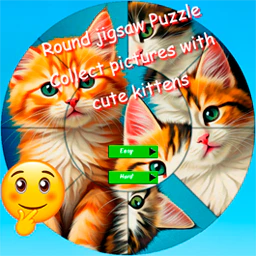 Round Jigsaw Puzzle Collect Pictures with Cute Kittens