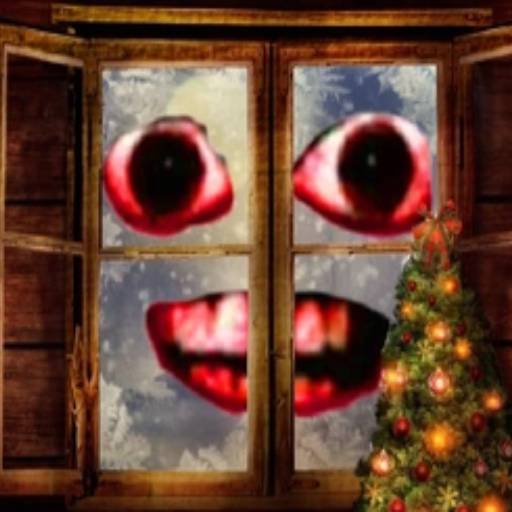 New Year Santa Claus outside the window