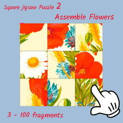 Square jigsaw Puzzle 2 – Assemble Flowers